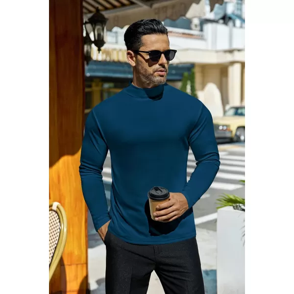 Ekouaer Mens Mock Turtleneck Shirts Long Sleeve Basic Turtle Neck Undershirt Lightweight Thermal Pullover SweaterBlue