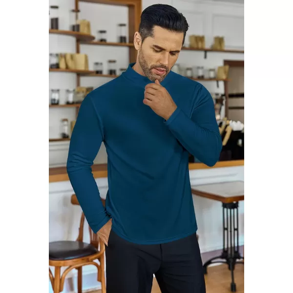 Ekouaer Mens Mock Turtleneck Shirts Long Sleeve Basic Turtle Neck Undershirt Lightweight Thermal Pullover SweaterBlue