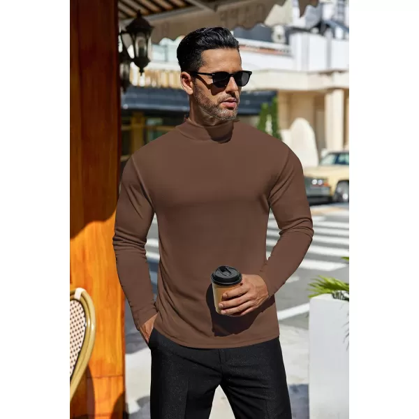 Ekouaer Mens Mock Turtleneck Shirts Long Sleeve Basic Turtle Neck Undershirt Lightweight Thermal Pullover SweaterBrown