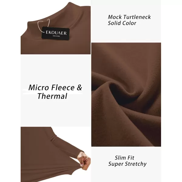 Ekouaer Mens Mock Turtleneck Shirts Long Sleeve Basic Turtle Neck Undershirt Lightweight Thermal Pullover SweaterBrown