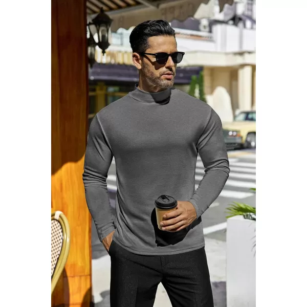 Ekouaer Mens Mock Turtleneck Shirts Long Sleeve Basic Turtle Neck Undershirt Lightweight Thermal Pullover SweaterGray