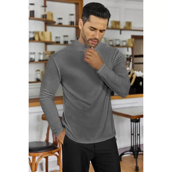 Ekouaer Mens Mock Turtleneck Shirts Long Sleeve Basic Turtle Neck Undershirt Lightweight Thermal Pullover SweaterGray