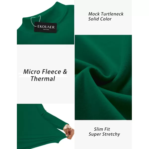 Ekouaer Mens Mock Turtleneck Shirts Long Sleeve Basic Turtle Neck Undershirt Lightweight Thermal Pullover SweaterGreen