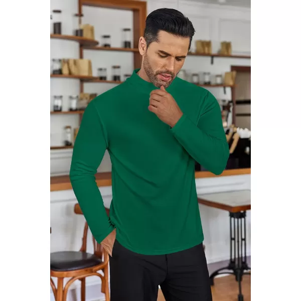 Ekouaer Mens Mock Turtleneck Shirts Long Sleeve Basic Turtle Neck Undershirt Lightweight Thermal Pullover SweaterGreen