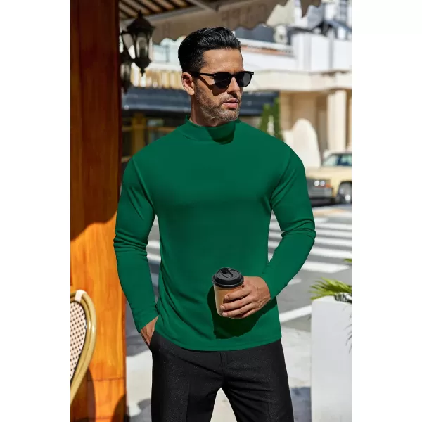 Ekouaer Mens Mock Turtleneck Shirts Long Sleeve Basic Turtle Neck Undershirt Lightweight Thermal Pullover SweaterGreen