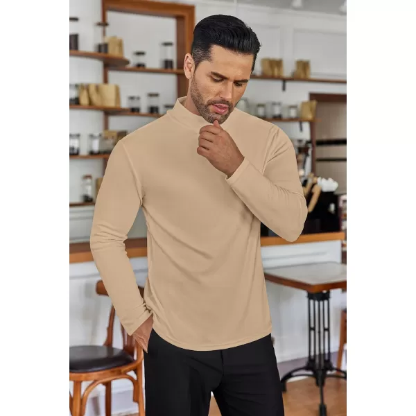 Ekouaer Mens Mock Turtleneck Shirts Long Sleeve Basic Turtle Neck Undershirt Lightweight Thermal Pullover SweaterKhaki