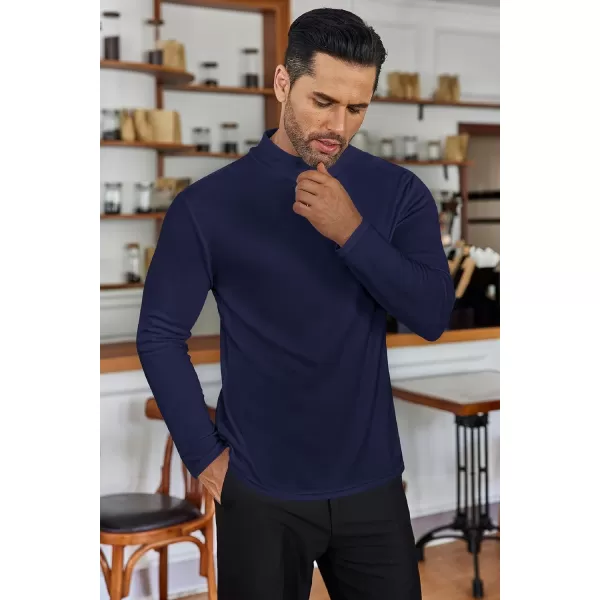 Ekouaer Mens Mock Turtleneck Shirts Long Sleeve Basic Turtle Neck Undershirt Lightweight Thermal Pullover SweaterNavy Blue