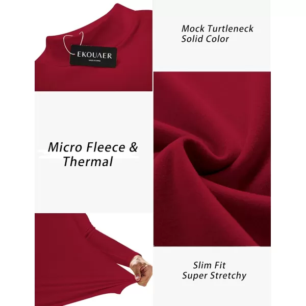 Ekouaer Mens Mock Turtleneck Shirts Long Sleeve Basic Turtle Neck Undershirt Lightweight Thermal Pullover SweaterWine Red