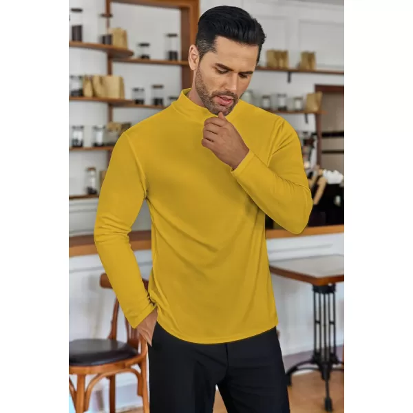 Ekouaer Mens Mock Turtleneck Shirts Long Sleeve Basic Turtle Neck Undershirt Lightweight Thermal Pullover SweaterYellow