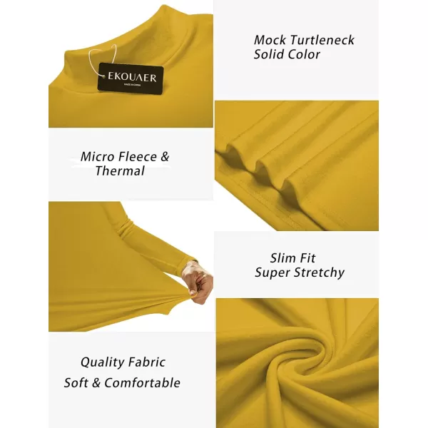 Ekouaer Mens Mock Turtleneck Shirts Long Sleeve Basic Turtle Neck Undershirt Lightweight Thermal Pullover SweaterYellow