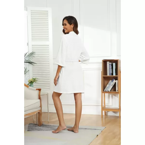 Ekouaer Robes for Women Waffle Knit Bathrobe Soft Lightweight Knee Length Loungewear SXXLWhite