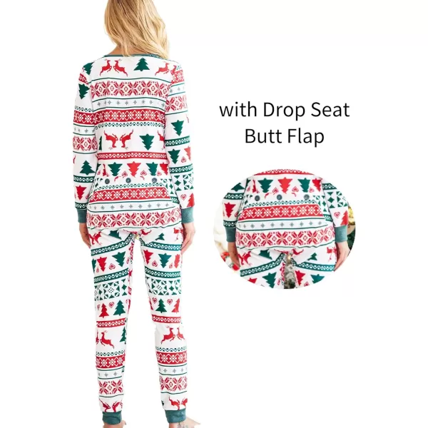 Ekouaer Womens Onesies Pajamas with Butt Flap Button Down Union Suit Thermal One Piece PajamasElk Christmas Tree