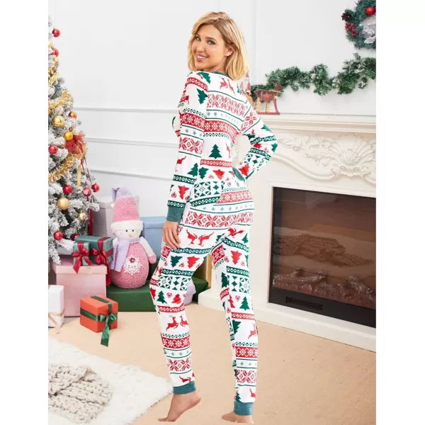Ekouaer Womens Onesies Pajamas with Butt Flap Button Down Union Suit Thermal One Piece PajamasElk Christmas Tree