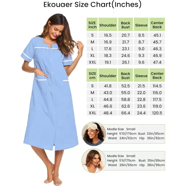 Ekouaer Womens Sleepwear SnapFront DusterHouse Dress with PocketsShort Sleeve NightgownHousecoatSummer Robe SXXLLavender