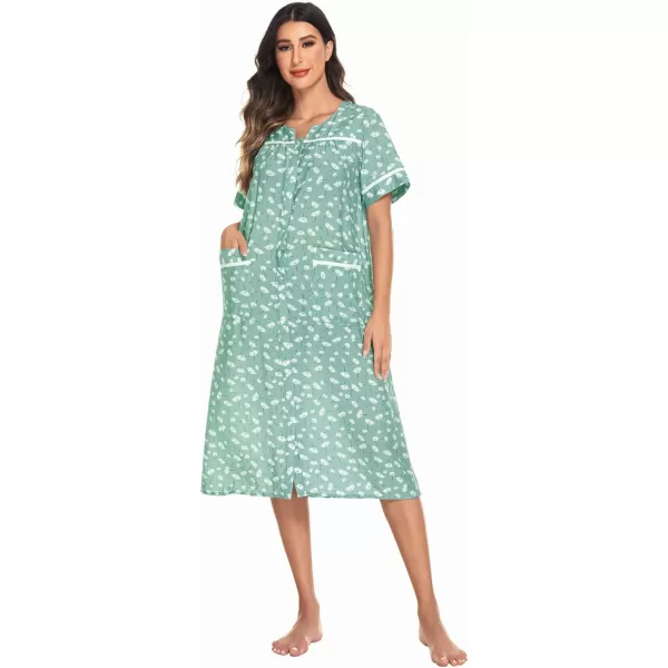 Ekouaer Womens Sleepwear SnapFront DusterHouse Dress with PocketsShort Sleeve NightgownHousecoatSummer Robe SXXLPattern11