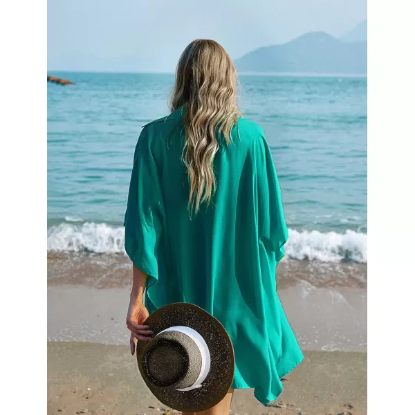 Ekouaer Womens Swimsuit Cover Up 34 Sleeve Beachwear Bikini Coverups Button Down Oversized Cover Up Shirt S3XLDark Cyan