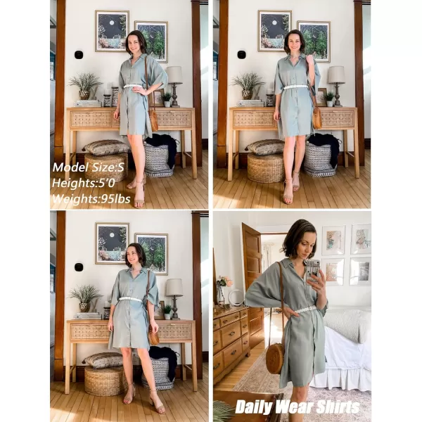 Ekouaer Womens Swimsuit Cover Up 34 Sleeve Beachwear Bikini Coverups Button Down Oversized Cover Up Shirt S3XLLight Green