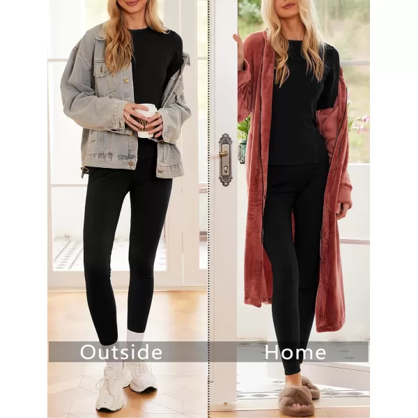Ekouaer Womens Thermal Underwear Sets Micro Fleece Lined Long Johns Base Layer Thermals 2 Pieces Set SXXLBlack