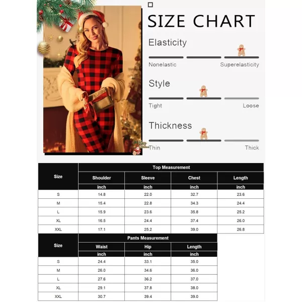 Ekouaer Womens Thermal Underwear Sets Micro Fleece Lined Long Johns Base Layer Thermals 2 Pieces Set SXXLRed amp Black Plaid