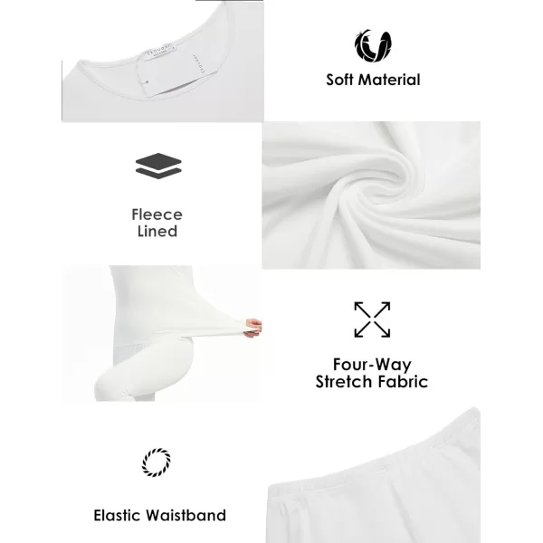 Ekouaer Womens Thermal Underwear Sets Micro Fleece Lined Long Johns Base Layer Thermals 2 Pieces Set SXXLWhite