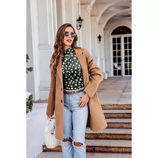 Ekouaer Womens Turtleneck Long Sleeve Shirts Fall Fashion Lightweight Base Layer Solid Slim Fit Thermal Underwear TopsLong Sleeve Little Daisy