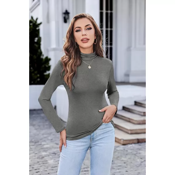 Ekouaer Womens Turtleneck Long Sleeve Shirts Fall Fashion Lightweight Base Layer Solid Slim Fit Thermal Underwear TopsMedium Gray