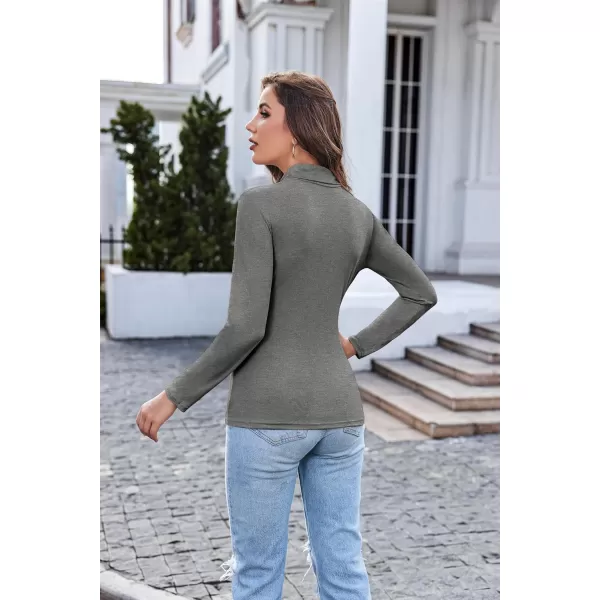 Ekouaer Womens Turtleneck Long Sleeve Shirts Fall Fashion Lightweight Base Layer Solid Slim Fit Thermal Underwear TopsMedium Gray