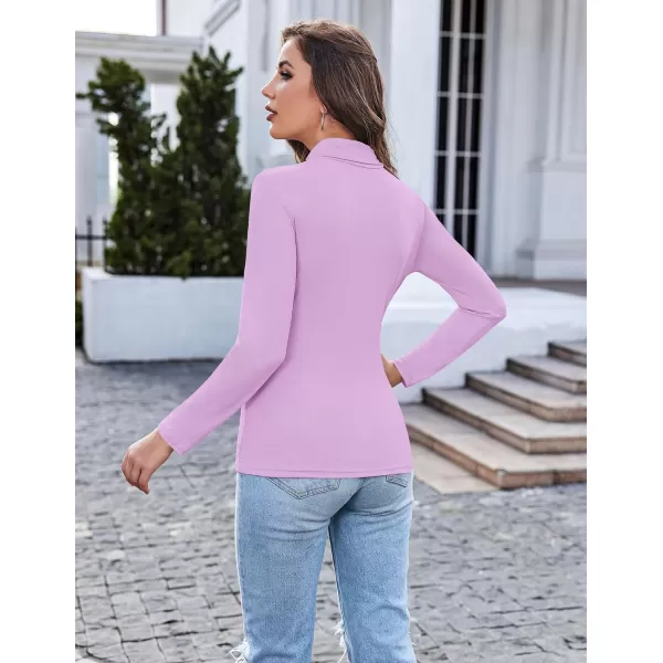 Ekouaer Womens Turtleneck Long Sleeve Shirts Fall Fashion Lightweight Base Layer Solid Slim Fit Thermal Underwear TopsPurple