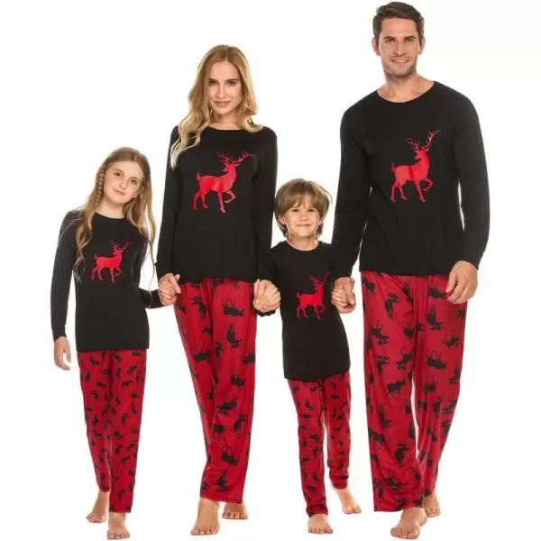 Ekouaer Matching Family Christmas Pajamas Holiday Sleepwear Set Long Sleeve Pullover and Printed Pants SXXLKids Black With Deer