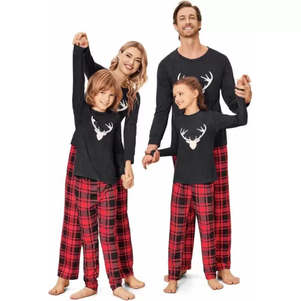 Ekouaer Matching Family Christmas Pajamas Holiday Sleepwear Set Long Sleeve Pullover and Printed Pants SXXLKids Mgrey Textile With Deer