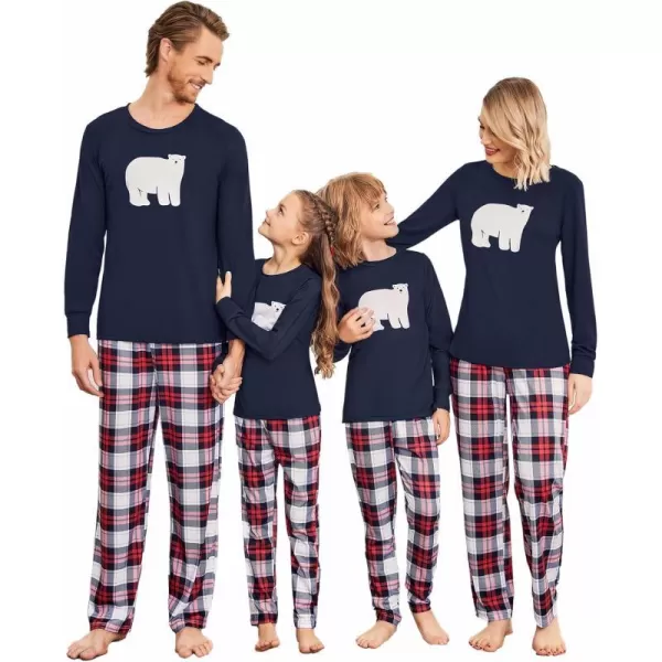 Ekouaer Matching Family Christmas Pajamas Holiday Sleepwear Set Long Sleeve Pullover and Printed Pants SXXLKids Navy Blue