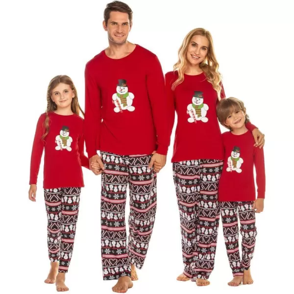 Ekouaer Matching Family Christmas Pajamas Holiday Sleepwear Set Long Sleeve Pullover and Printed Pants SXXLKids Red With Snowman