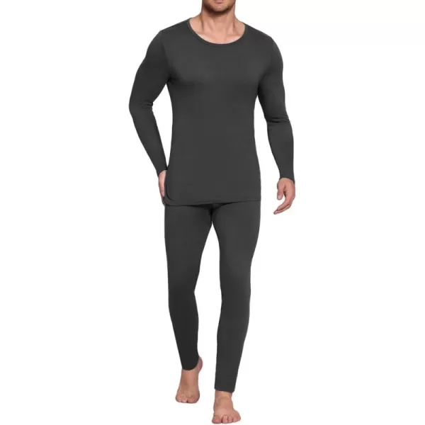 Ekouaer Mens Long Johns Thermal Underwear Micro Soft Fleece Lined Base Layer Set Cold Weather Warm Underwear Top and BottomDeep Grey