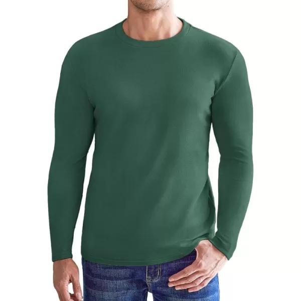 Ekouaer Mens Long Sleeve Shirts Crew Neck Fleece Thermal Undershirts Midweight Sweatshirts Soft Base Layer Pullover Tee TopsGreen