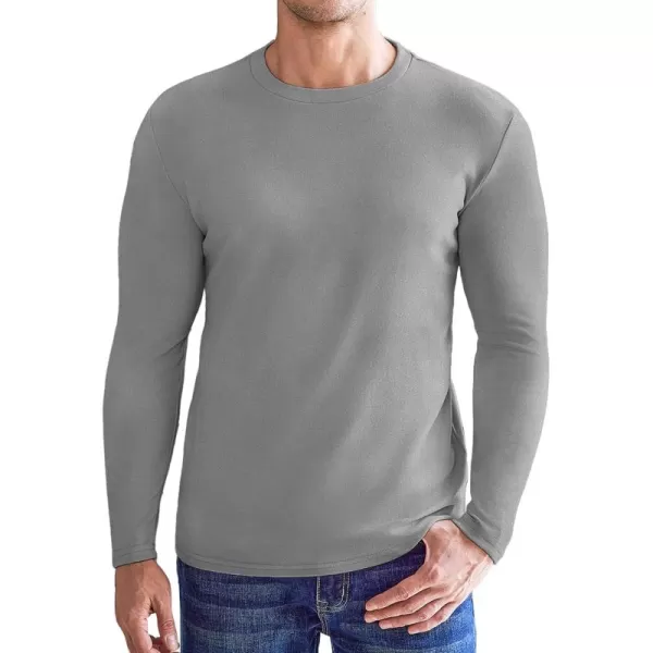 Ekouaer Mens Long Sleeve Shirts Crew Neck Fleece Thermal Undershirts Midweight Sweatshirts Soft Base Layer Pullover Tee TopsLight Grey