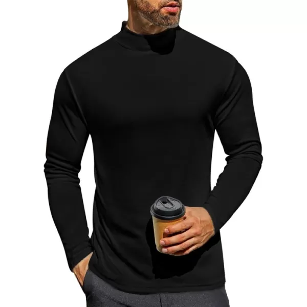 Ekouaer Mens Mock Turtleneck Long Sleeve Turtle Neck Shirts Lightweight Undershirt Thermal Pullover SweaterBlack