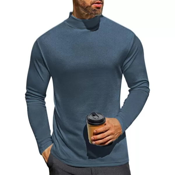 Ekouaer Mens Mock Turtleneck Long Sleeve Turtle Neck Shirts Lightweight Undershirt Thermal Pullover SweaterBlue