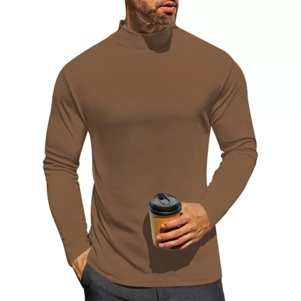 Ekouaer Mens Mock Turtleneck Long Sleeve Turtle Neck Shirts Lightweight Undershirt Thermal Pullover SweaterBrown