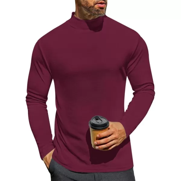 Ekouaer Mens Mock Turtleneck Long Sleeve Turtle Neck Shirts Lightweight Undershirt Thermal Pullover SweaterDark Red