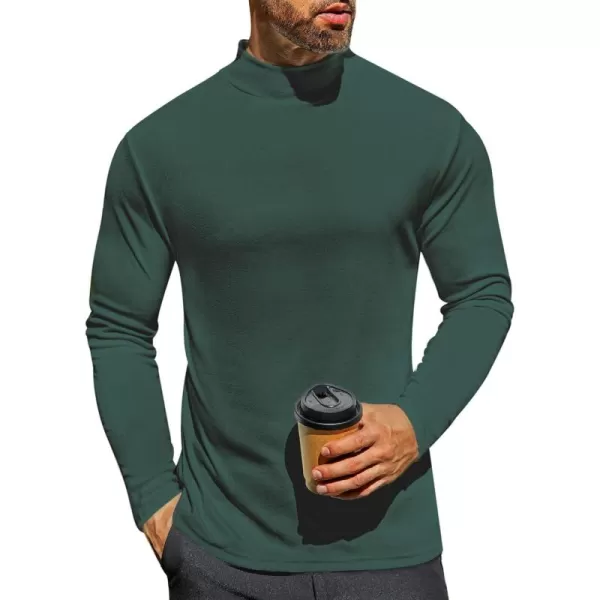 Ekouaer Mens Mock Turtleneck Long Sleeve Turtle Neck Shirts Lightweight Undershirt Thermal Pullover SweaterGreen