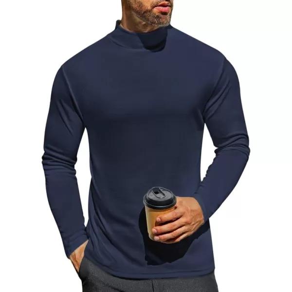 Ekouaer Mens Mock Turtleneck Long Sleeve Turtle Neck Shirts Lightweight Undershirt Thermal Pullover SweaterNavy Blue