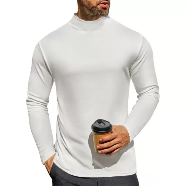 Ekouaer Mens Mock Turtleneck Long Sleeve Turtle Neck Shirts Lightweight Undershirt Thermal Pullover SweaterOffwhite