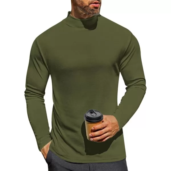 Ekouaer Mens Mock Turtleneck Long Sleeve Turtle Neck Shirts Lightweight Undershirt Thermal Pullover SweaterOlive Army Green