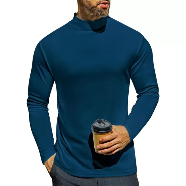 Ekouaer Mens Mock Turtleneck Shirts Long Sleeve Basic Turtle Neck Undershirt Lightweight Thermal Pullover SweaterBlue