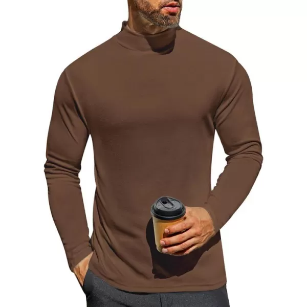 Ekouaer Mens Mock Turtleneck Shirts Long Sleeve Basic Turtle Neck Undershirt Lightweight Thermal Pullover SweaterBrown