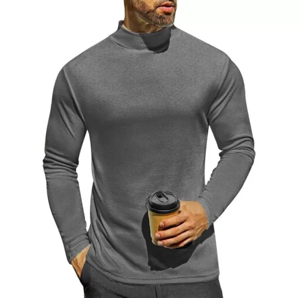 Ekouaer Mens Mock Turtleneck Shirts Long Sleeve Basic Turtle Neck Undershirt Lightweight Thermal Pullover SweaterGray