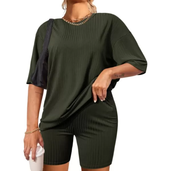 Short Sleeve Plus-army Green-solid