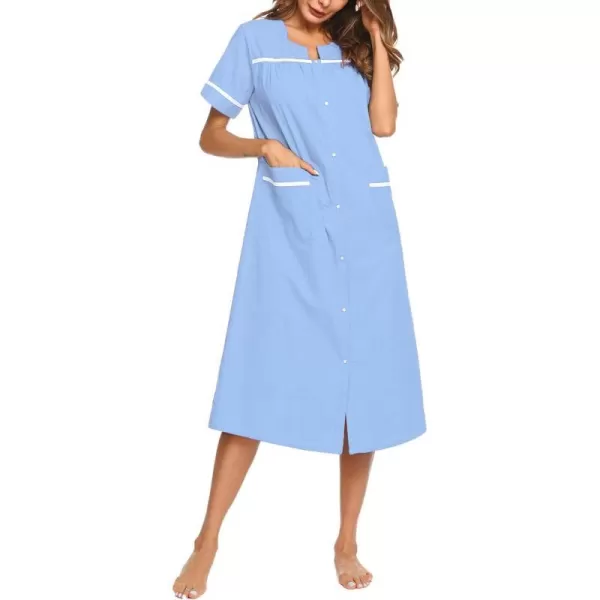 Ekouaer Womens Sleepwear SnapFront DusterHouse Dress with PocketsShort Sleeve NightgownHousecoatSummer Robe SXXLLavender