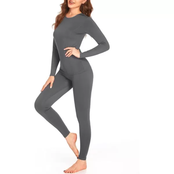 Ekouaer Womens Thermal Underwear Sets Micro Fleece Lined Long Johns Base Layer Thermals 2 Pieces Set SXXLGrey