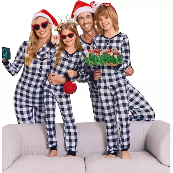 Ekouaer Matching Family Christmas Pajama Sets Womens Mens Kids Pjs Long Sleeve Sleepwear Holiday Lounge SetsKids Black Whitebuffalo Plaid